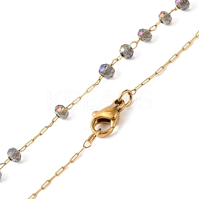 Ion Plating(IP) Crucifix Cross 304 Stainless Steel Rosary Bead Necklaces NJEW-M075-04G-02-1