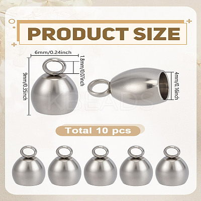 10Pcs 201 Stainless Steel Cord Ends STAS-LP0005-28B-P-1