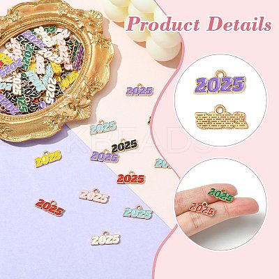 80Pcs 8 Colors Alloy Enamel Pendants ENAM-CJ0006-86-1