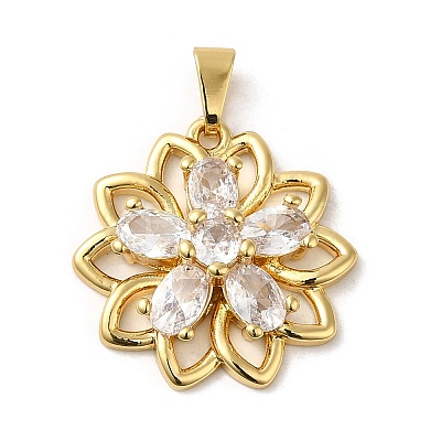 Rack Plating Brass Micro Pave Cubic Zirconia Pendants X-KK-P241-38G-1