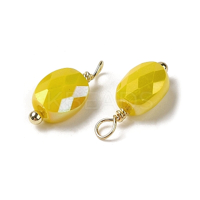Electroplate Glass Charms KK-P242-21G-01-1
