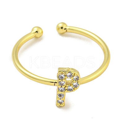 Rack Plating Brass Open Cuff Rings for Women RJEW-F162-02G-P-1