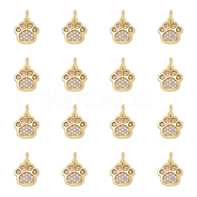 12Pcs Brass Micro Pave Clear Cubic Zirconia Charms ZIRC-HS0001-15-1