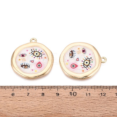 Printed Alloy Enamel Pendants ENAM-N071-10G-03-1