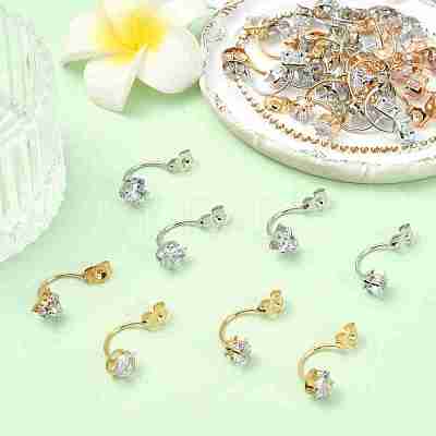 16Pcs 4 Styles Alloy Clear Cubic Zirconia Earring Nuts FIND-YW0012-06A-1