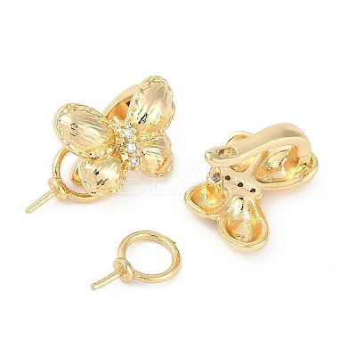 Brass Micro Pave Clear Cubic Zirconia Fold Over Clasps KK-U043-21G-1