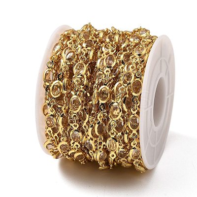 Brass Glass Oval Link Chains CHC-R001-02G-04-1