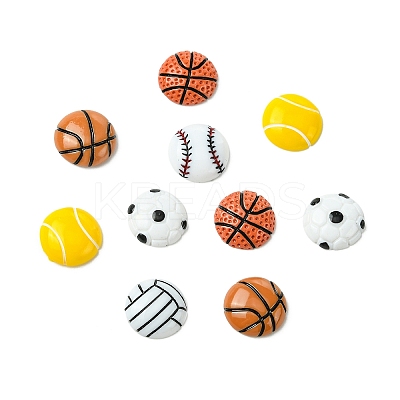 60Pcs 6 Styles Sport Opaque Resin Cabochons RESI-CJ0004-95-1