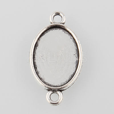 Antique Silver Tibetan Style Alloy Flat Oval Cabochon Connector Settings LS-TIBE-M022-06AS-1