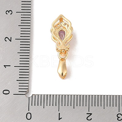 Golden Brass Micro Pave Clear Cubic Zirconia Ice Pick Pinch Bails KK-B100-049G-02-1