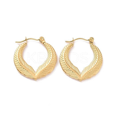 Ion Plating(IP) 304 Stainless Steel Double Leaf Wrap Hoop Earrings for Women X-EJEW-G293-23G-1