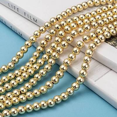 Electroplate Non-magnetic Synthetic Hematite Beads Strands G-Q466-6mm-01-1