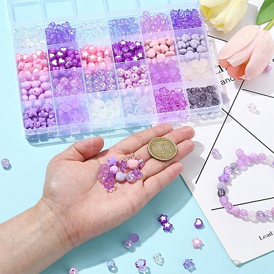 DIY Round Star Flower Acrylic Beads Bracelets Making Kits DIY-YW0009-95-1