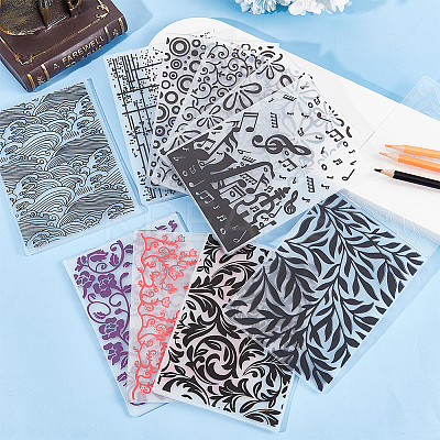 2Pcs 2 Styles Plastic Embossing Folders DIY-CP0008-85B-1