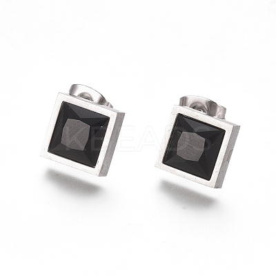 Cubic Zirconia Stud Earrings EJEW-G267-02P-1
