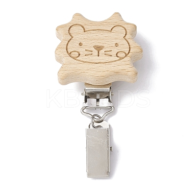 Iron ID Card Clips with Wood Animal JEWB-BR00127-02-1