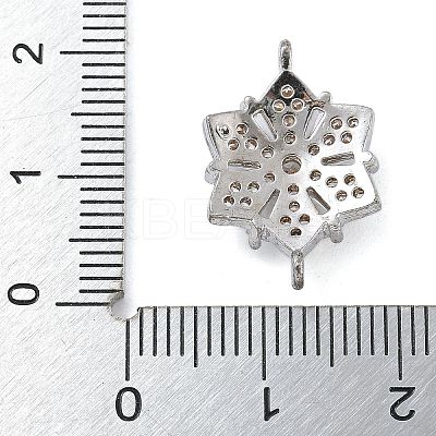 Rack Plating Brass Clear Cubic Zirconia Flower Connector Charms KK-A234-038P-1