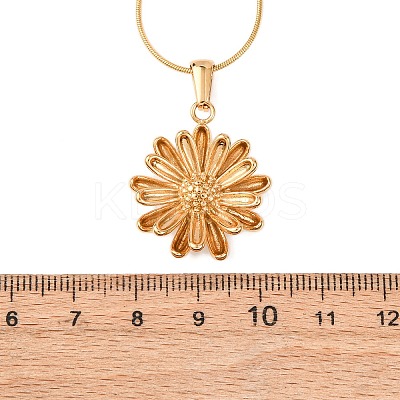 304 Stainless Steel Flower Pendant Snake Chain Necklaces for Women NJEW-F354-11A-G-1