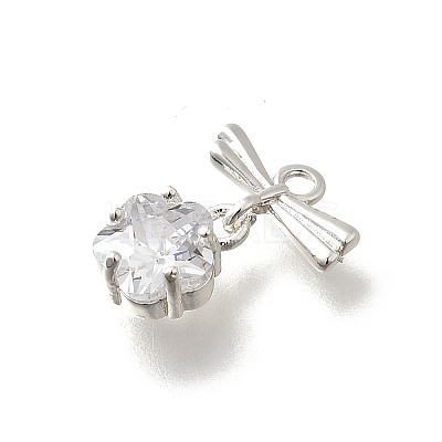 Brass Cubic Zirconia Charms KK-K378-49S-1