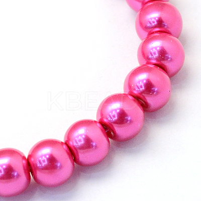 Baking Paint Pearlized Glass Pearl Round Bead Strands X-HY-Q330-8mm-10-1