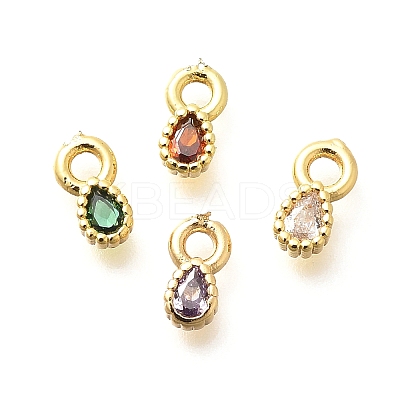 Brass Micro Pave Cubic Zirconia Charms KK-G519-01A-G-1