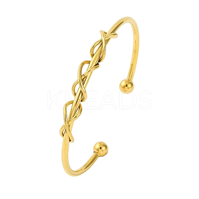 Ion Plating(IP) Infinity 304 Stainless Steel Cuff Bangles for Women BJEW-B104-26G-1