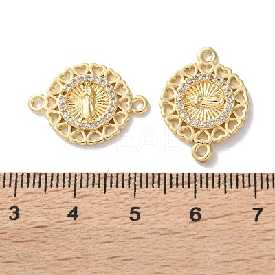 Rack Plating Brass Cubic Zirconia Virgin Mary Connector Charm KK-C084-01B-G-1