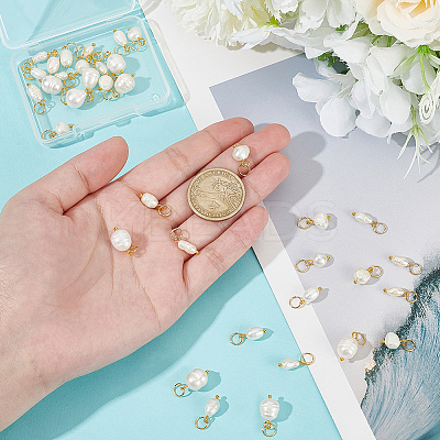 40Pcs 4 Styles Natural Cultured Freshwater Pearl Pendants PALLOY-PH01713-1