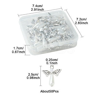 50Pcs 3 Style Angel Plastic Imitation Pearl Pendants PALLOY-FS00026-1