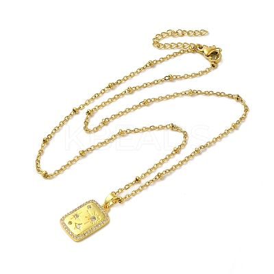 304 Stainless Steel Cubic Zirconia Pendant Necklaces NJEW-Q347-01C-1