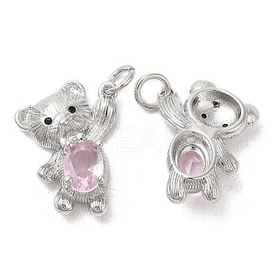 Brass & Glass & Cubic Zirconia Pendants KK-G468-64P-1