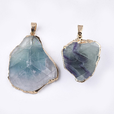Electroplate Natural Fluorite Pendants G-T112-13E-1