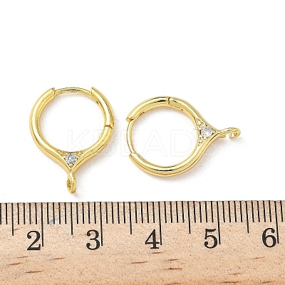 Brass Micro Pave Clear Cubic Zirconia Hoop Earring Findings KK-G536-02G-1