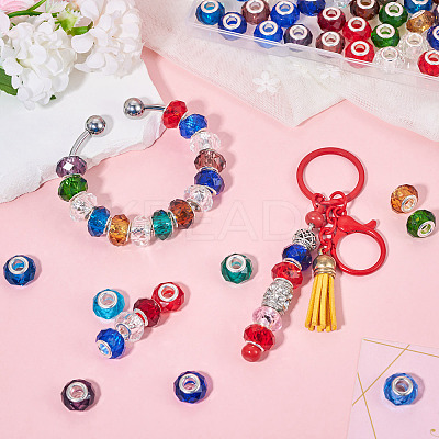 68Pcs 17 Colors Transparent Glass European Beads GPDL-SW0001-02-1