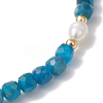 Natural Apatite & Cultured Freshwater Pearl Beads Stretch Bracelets for Women BJEW-JB12734-02-1