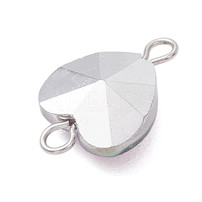 Transparent Glass Heart Links Connector Charms PALLOY-JF04197-1