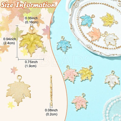 10Pcs 5 Colors Autumn Theme Zinc Alloy Pendants ENAM-YW0005-10-1