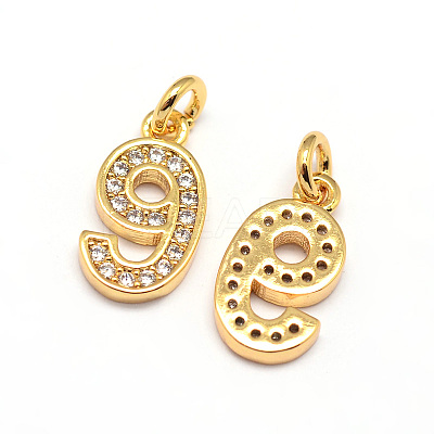 Real 18K Gold Plated Brass Micro Pave Cubic Zirconia Charms ZIRC-E012-M-1