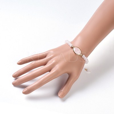 Natural Rose Quartz Braided Bead Bracelets BJEW-JB04210-01-1