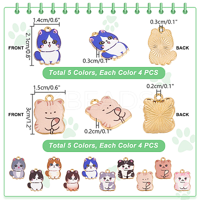 20Pcs 10 Styles Printed Alloy Pendants FIND-PH0021-07-1