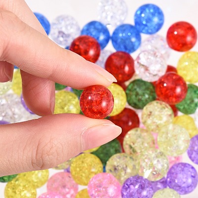 80Pcs 8 Colors Transparent Crackle Glass Round Beads Strands CCG-SZ0001-09-1
