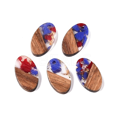 Transparent Resin and Walnut Wood Pendants RESI-T057-03F-1