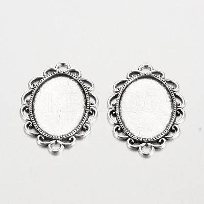 Oval Tibetan Style Alloy Cabochon Connector Settings LS-X-PALLOY-K112-15AS-RS-1