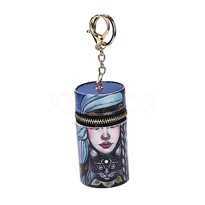 PU Imitation Leather Lipstick Pouch Holder Pendant Keychain KEYC-E039-01KCG-01-1