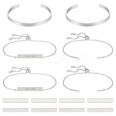 304 Stainless Steel Blank Link Bracelets & Stainless Steel Cuff Bangle DIY Makings Kit DIY-UN0056-22-1