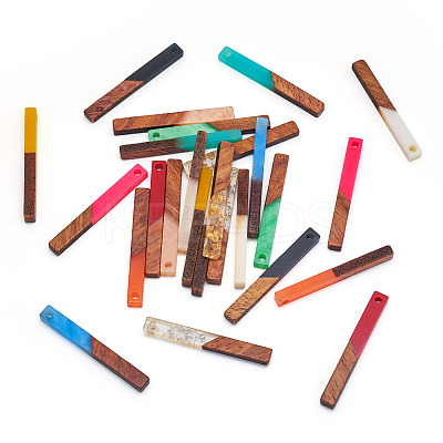 26Pcs 13 Styles Transparent & Opaque Resin & Walnut Wood Pendants RESI-TA0002-57-1
