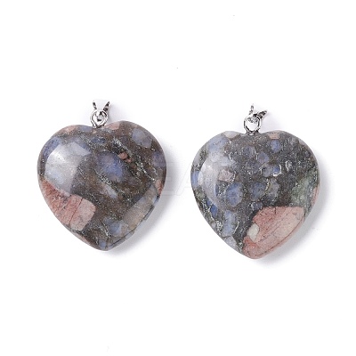 Natural Glaucophane Pendants G-G956-B46-FF-1