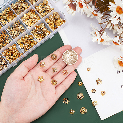 360Pcs 15 Style Tibetan Style Alloy Caps FIND-PH0018-49-1
