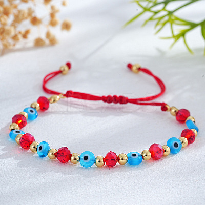 Evil Eye Handmade Lampwork & Faceted Glass Bead Braided Bracelets GH2736-2-1