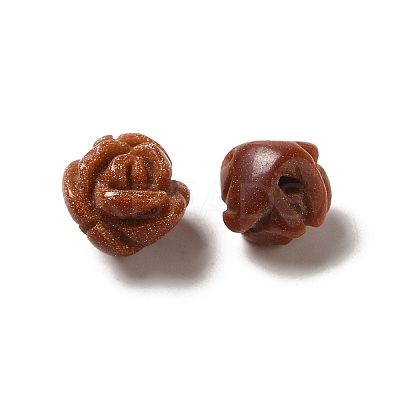 Synthetic Goldstone Carved Flower Scattered Beads G-O156-B-31-1